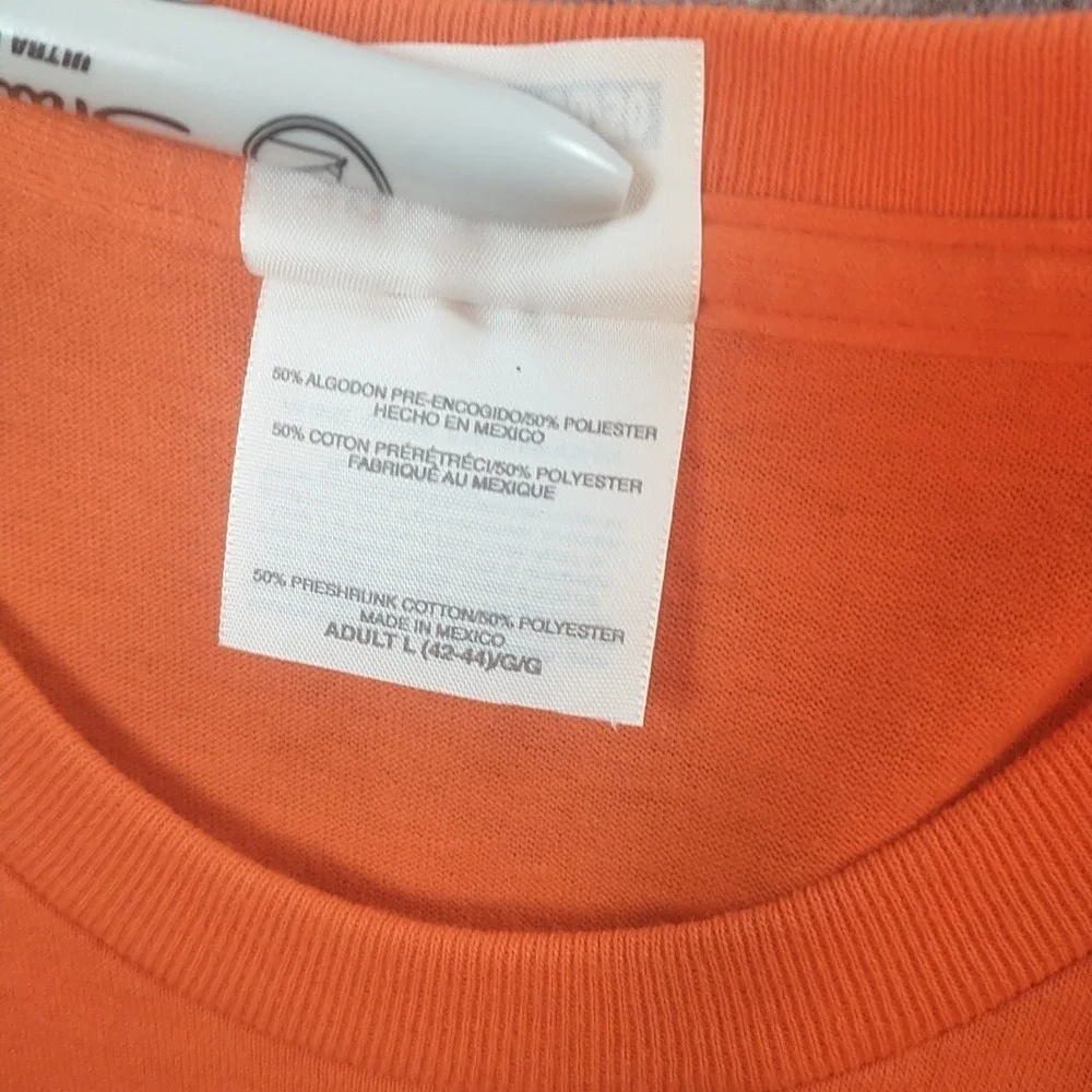 Hanes Heavyweight 50/50 Orange Short Sleeve T-Shirt Mens Large Solid Crewneck